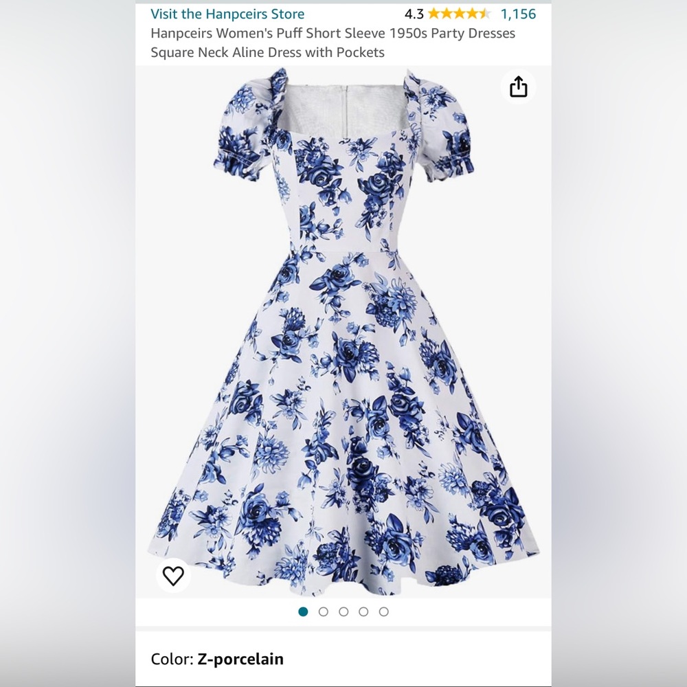 Hanpceirs Puff Short Sleeve 1950s Party Dresses Aline Dress with Pockets